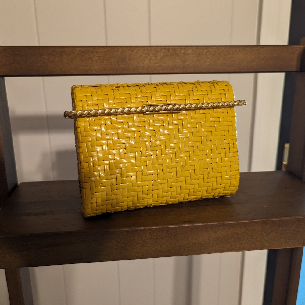 RODO Mustard Yellow Wicker Vintage Clutch